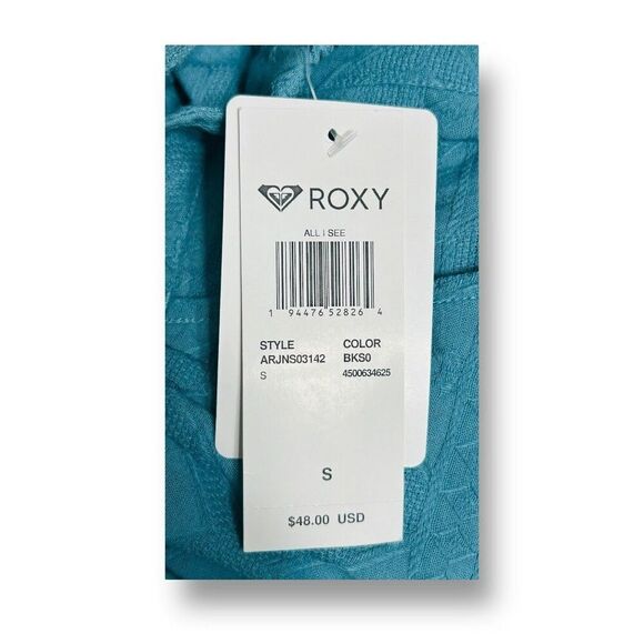 Roxy S Adriatic Blue Cotton Pull-On Textured Shorts Casual Summer Beachwear NWT - Picture 2 of 13